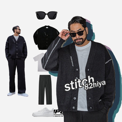 韓國直送 PLUS 82 HIYA  Handmade Stitch Cardigan - HLY &amp; CHOCCICO