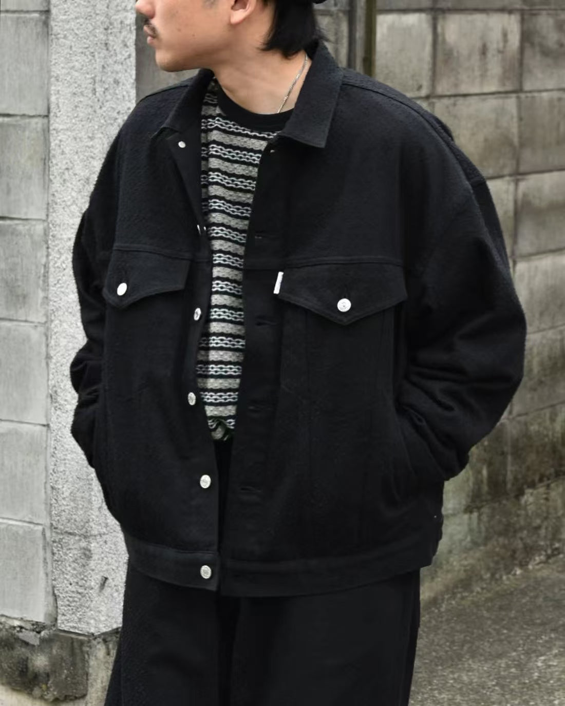 JACQUARD BORDER L/S Long-Sleeve Tee HLY & CHOCCICO