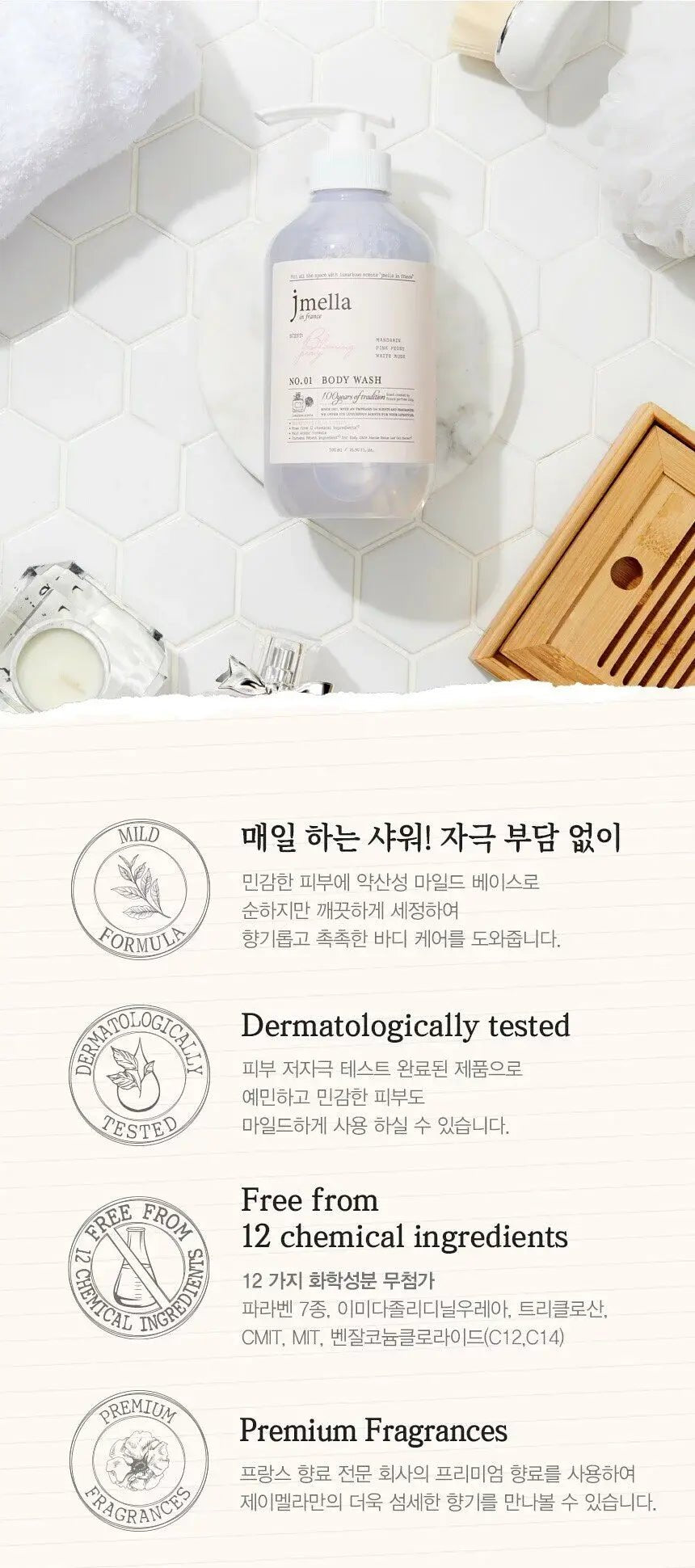 韓國 Jmella 法國香水保濕沐浴露1000ml ✨5款香味選擇✨ - HLY & CHOCCICO