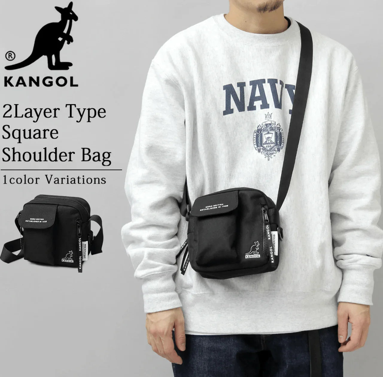 日本直送Kangol 2L Layer Type Square Shoulder Bag - HLY &amp; CHOCCICO