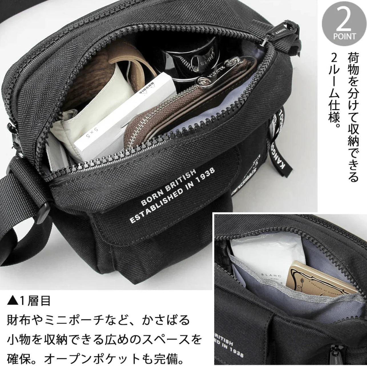 日本直送Kangol 2L Layer Type Square Shoulder Bag - HLY &amp; CHOCCICO