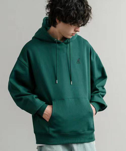 日本直送KANGOL 別注Oversized Brushed Back Logo Embroidered Pull Hoodie - HLY & CHOCCICO