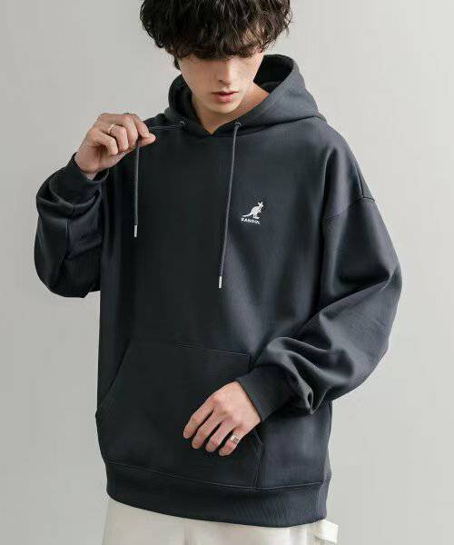 日本直送KANGOL 別注Oversized Brushed Back Logo Embroidered Pull Hoodie - HLY & CHOCCICO