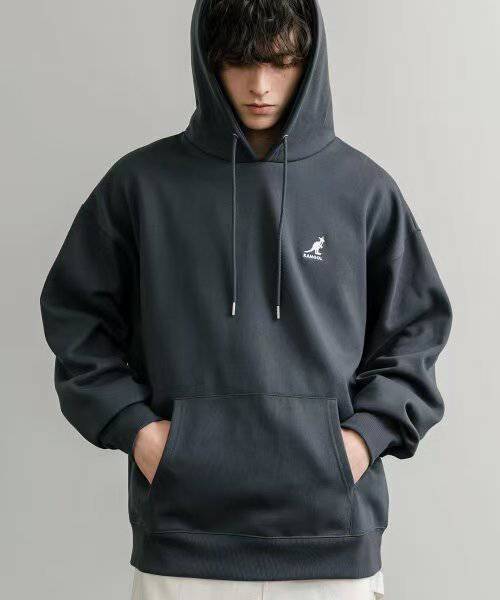 日本直送KANGOL 別注Oversized Brushed Back Logo Embroidered Pull Hoodie - HLY & CHOCCICO