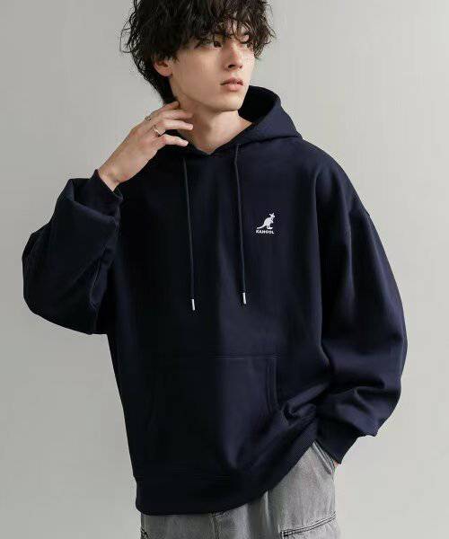 日本直送KANGOL 別注Oversized Brushed Back Logo Embroidered Pull Hoodie - HLY & CHOCCICO
