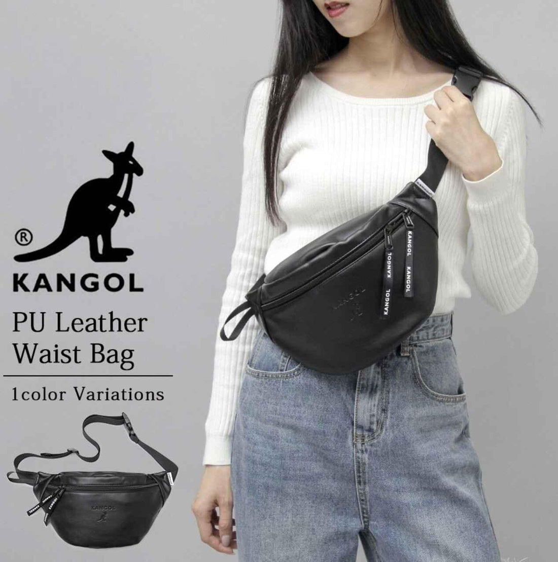 日本直送Kangol PU Leather Waist Bag - HLY &amp; CHOCCICO