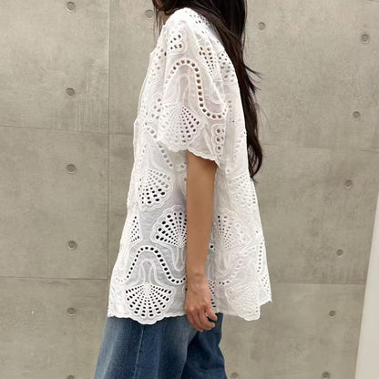 韓國直送Lace Embroidery Overshirt - HLY &amp; CHOCCICO