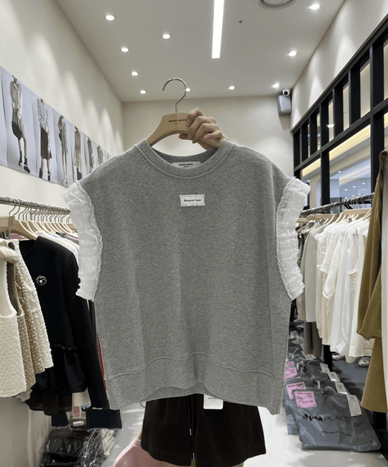 韓國直送Lace Trim Top