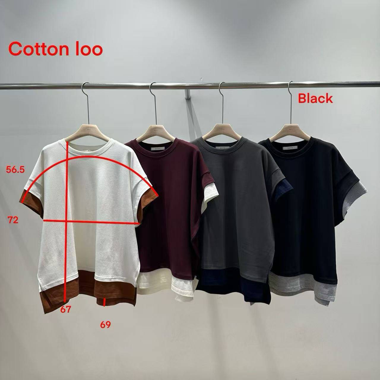 韓國直送Layered Contrast Tee ／Flowy A - Line Skirt - HLY & CHOCCICO