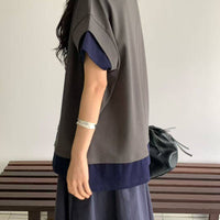 韓國直送Layered Contrast Tee ／Flowy A - Line Skirt - HLY & CHOCCICO