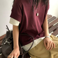 韓國直送Layered Contrast Tee ／Flowy A - Line Skirt - HLY & CHOCCICO