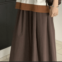 韓國直送Layered Contrast Tee ／Flowy A - Line Skirt - HLY & CHOCCICO