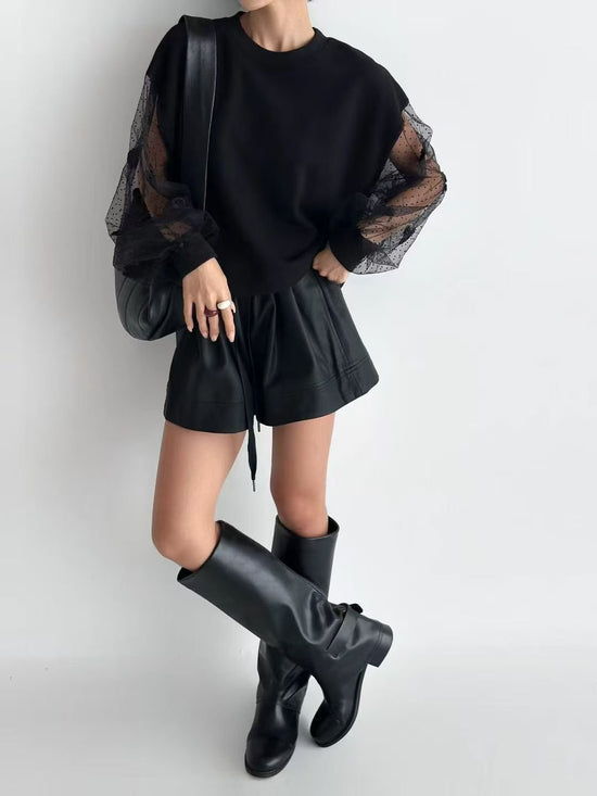 韓國直送Layered Lace Detail Sweater