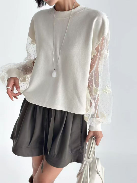 韓國直送Layered Lace Detail Sweater