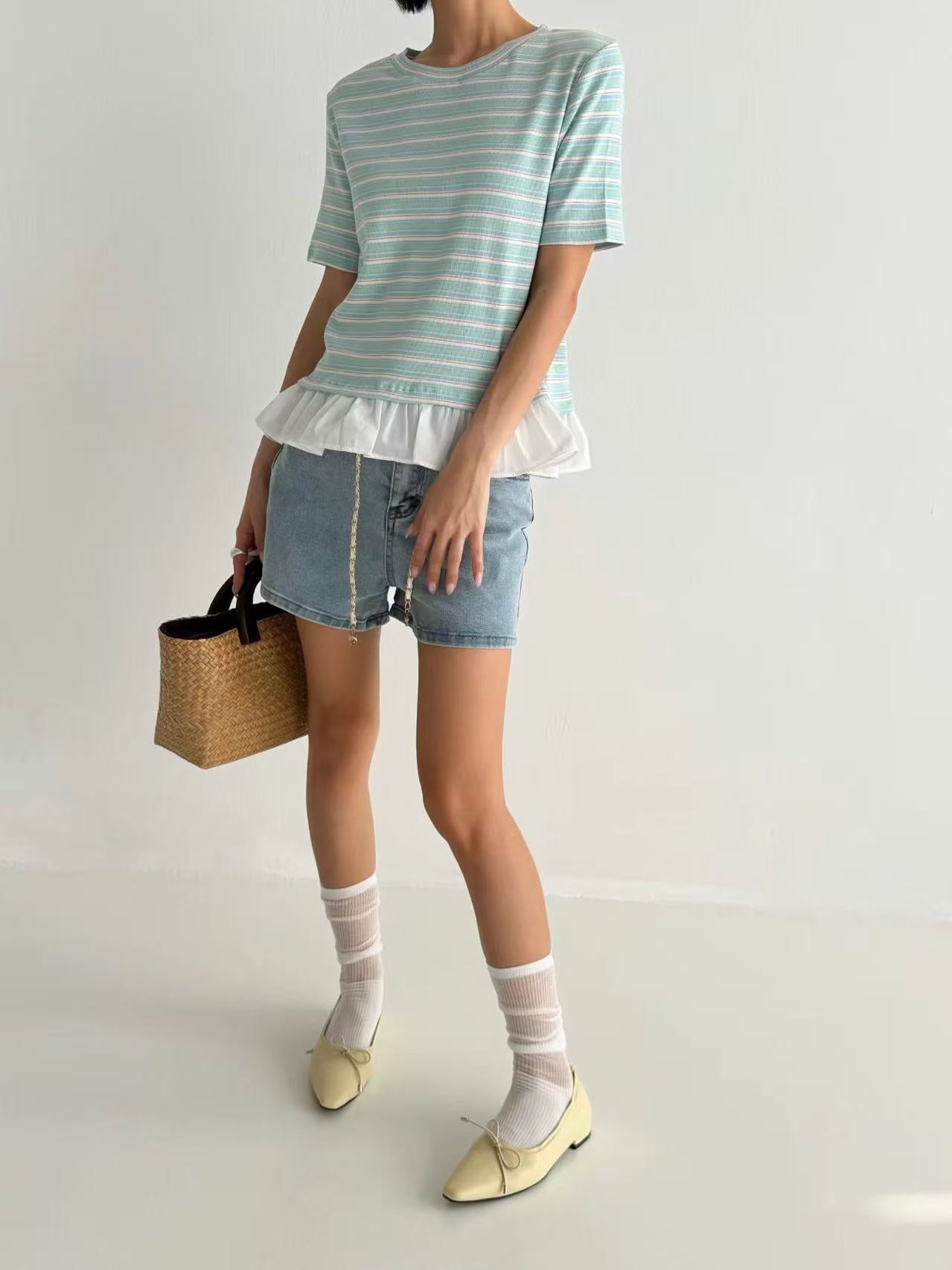韓國直送Layered Stripes Top - HLY &amp; CHOCCICO