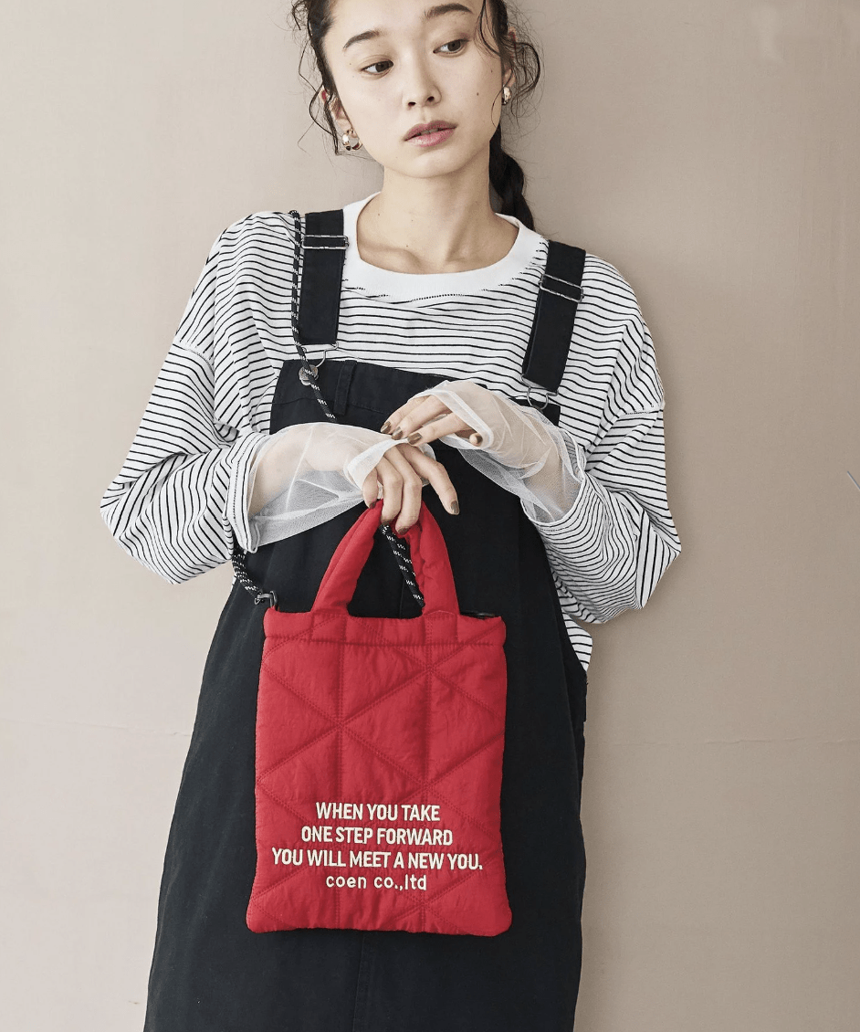 日本直送 Logo Embroidery Geometric Pattern Quilted 2way Shoulder Bag - HLY & CHOCCICO