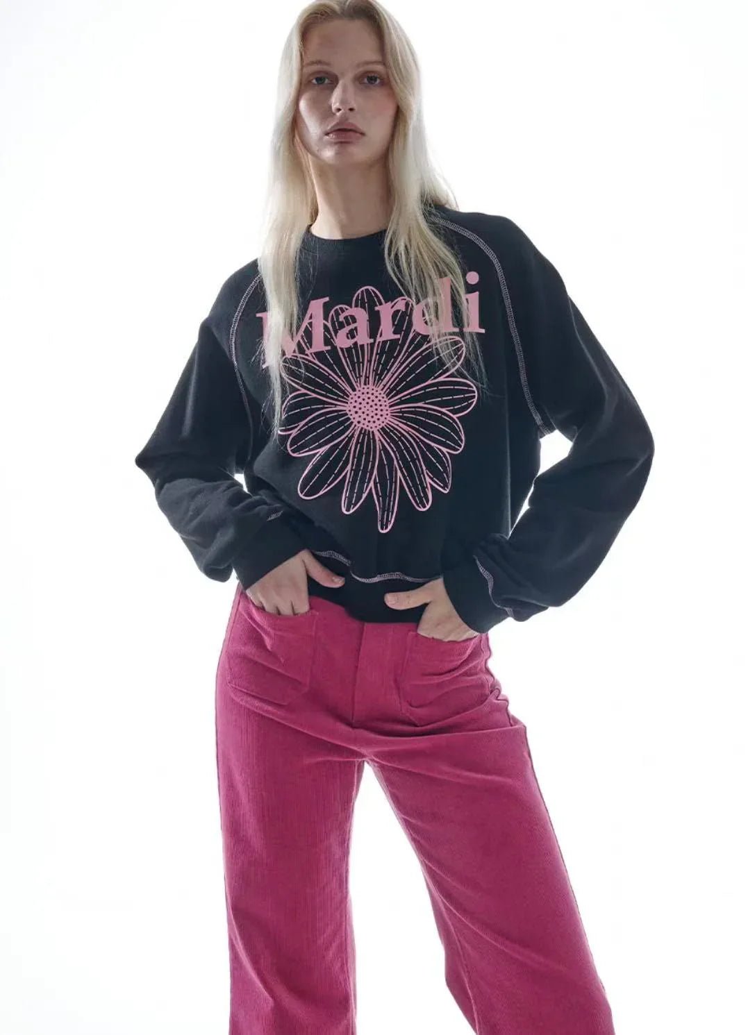Mardi Sweatshirt Raglan Flowermardi - HLY &amp; CHOCCICO