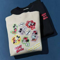 Mickey Mouse & Minnie Mouse Back Sticker Print Sweatshirt - HLY & CHOCCICO