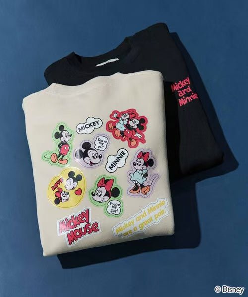 Mickey Mouse & Minnie Mouse Back Sticker Print Sweatshirt - HLY & CHOCCICO