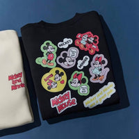 Mickey Mouse & Minnie Mouse Back Sticker Print Sweatshirt - HLY & CHOCCICO
