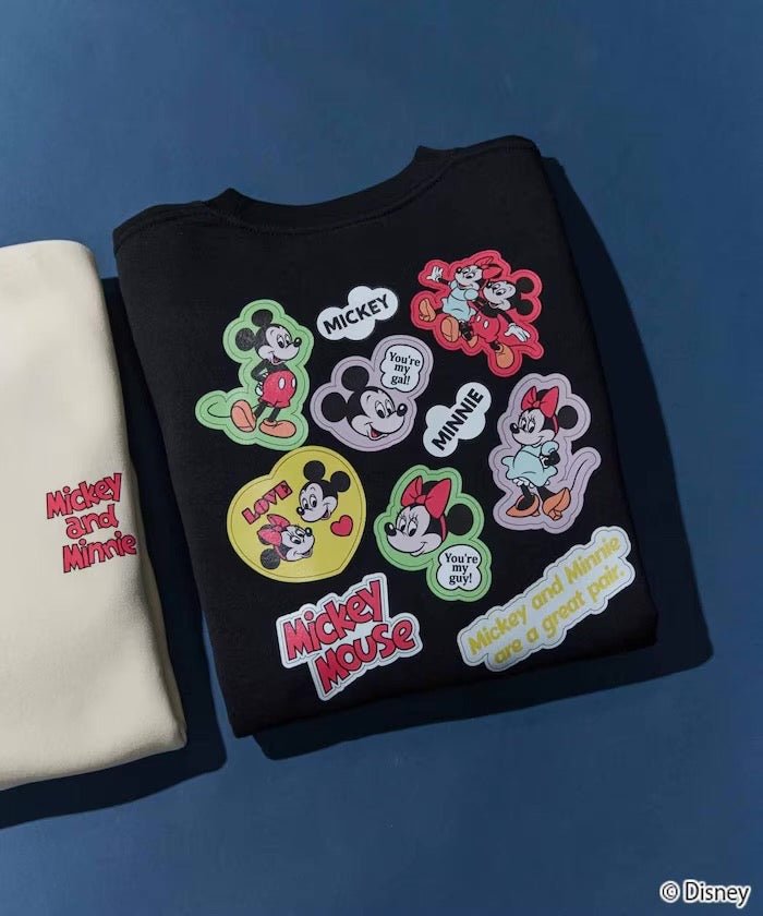 Mickey Mouse & Minnie Mouse Back Sticker Print Sweatshirt - HLY & CHOCCICO
