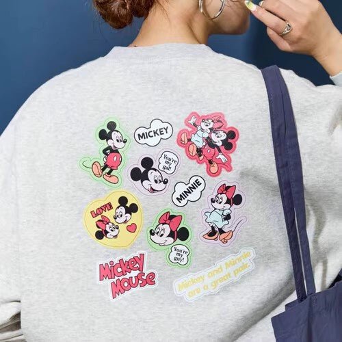 Mickey Mouse & Minnie Mouse Back Sticker Print Sweatshirt - HLY & CHOCCICO