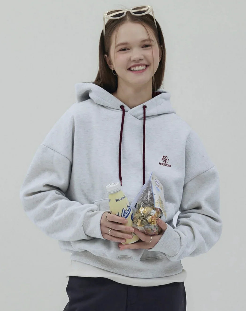 韓國直送MuahMuah Stitch Combi Hoodie - HLY &amp; CHOCCICO