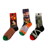 Ne - net NYA 日系可愛貓咪撞色個性中高筒襪子（一組三對） - HLY & CHOCCICO