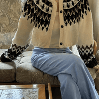 日本直送Nordic Pattern Cropped Length Knit Cardigan - HLY & CHOCCICO
