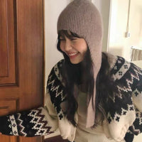 日本直送Nordic Pattern Cropped Length Knit Cardigan - HLY & CHOCCICO