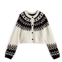 日本直送Nordic Pattern Cropped Length Knit Cardigan - HLY & CHOCCICO