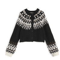 日本直送Nordic Pattern Cropped Length Knit Cardigan - HLY & CHOCCICO