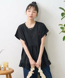 日本直送One - point heart embroidery switching T-shirt - HLY & CHOCCICO