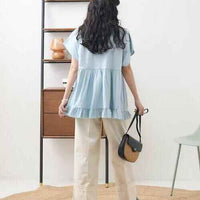 日本直送One-point heart embroidery switching T-shirt