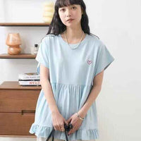 日本直送One-point heart embroidery switching T-shirt