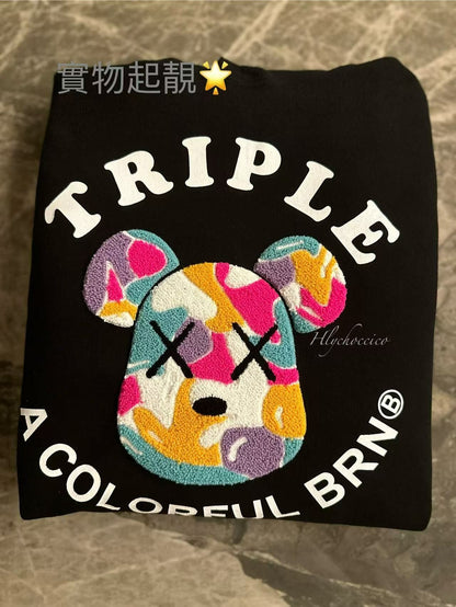 韓國直送Baron Triple Bear Embroidery Hoodie 3 Colors