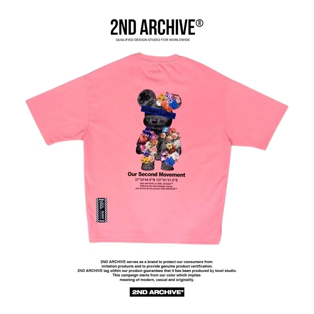 韓國直送🇰🇷 2ND ARCHIVE Bear flower T-shirt - 4 Color