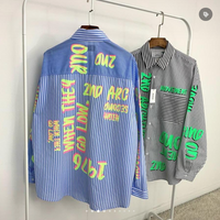 【一口價$379/件】🇰🇷韓國直送🇰🇷 2ND ARCHIVE Overfit Neon Lettering Striped Shirt 2ND ARCHIVE