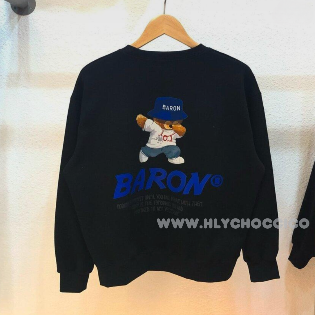 韓國直送Baron Overfit Round Bear Combination Sweatshirt 3 Colors