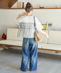 Tulle Ruffle Docking Short Sleeve T-Shirt Nya醬外貿服飾 (大廠)