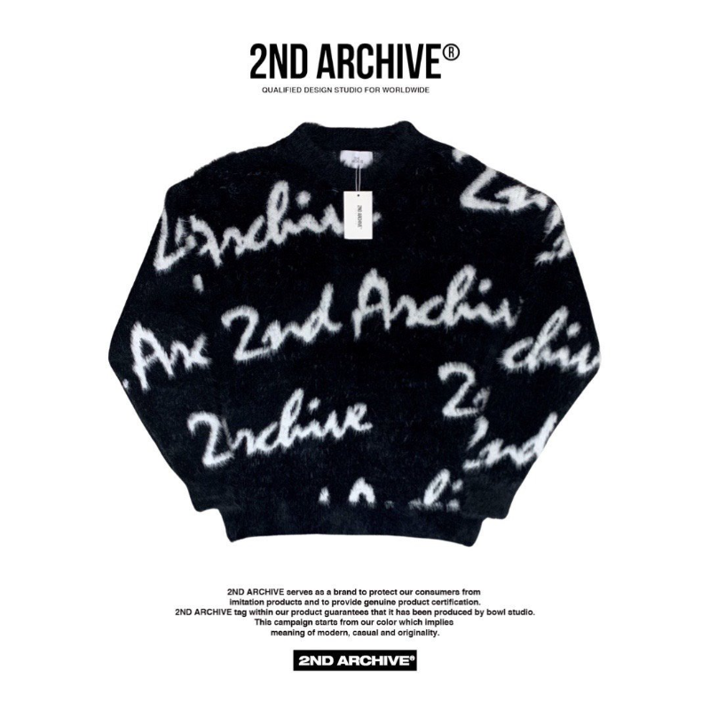 【一口價$410/件】🇰🇷韓國直送🇰🇷 2ND ARCHIVE Lettering Angora Unisex Overfit Knit Sweater 2ND ARCHIVE