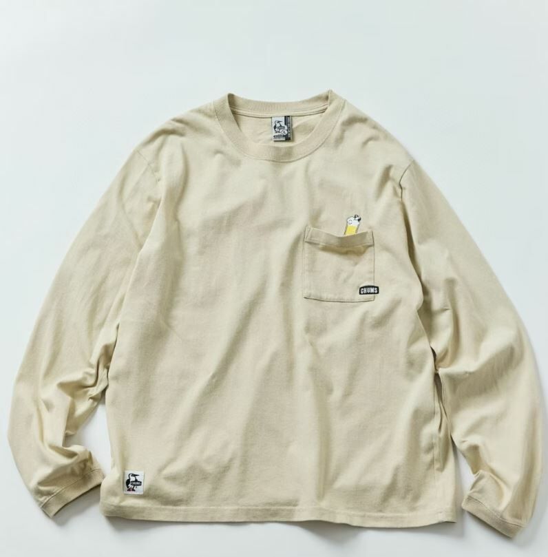 CHUMS Drink Logo  pocket Long sleeve T-shirt Ny