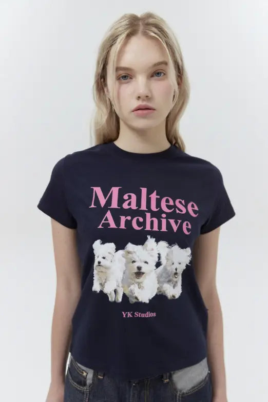 韓國直送Waikei Maltese Maltese Archive Short Sleeve T-shirt