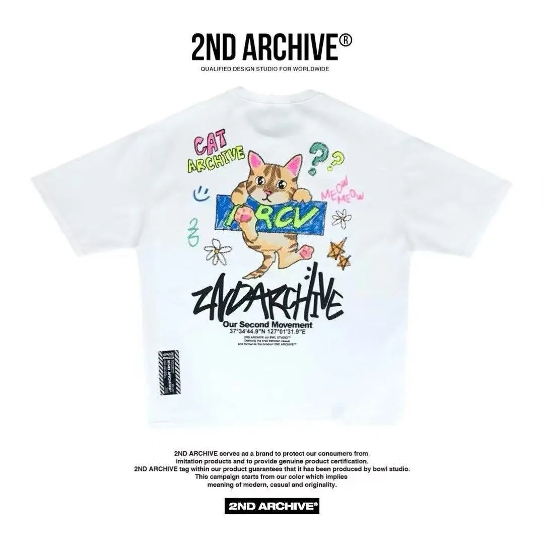 韓國直送 2ND ARCHIVE Monthly Cat Crayon Tee