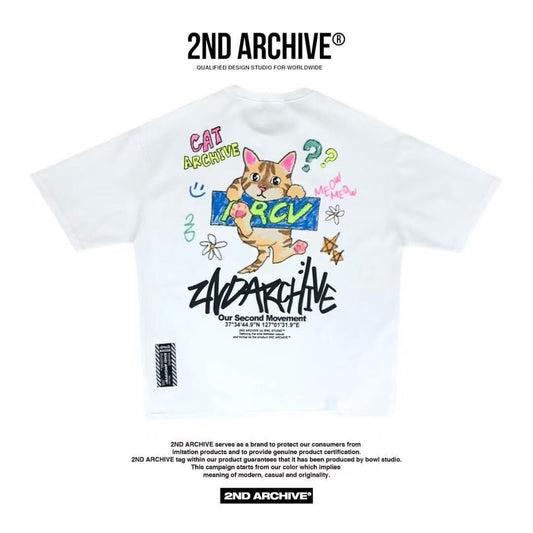 韓國直送 2ND ARCHIVE Monthly Cat Crayon Tee
