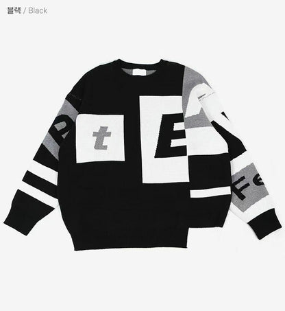 韓國直送BARON Box Lettering Crewneck Knit Sweater