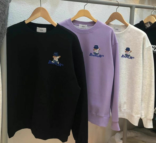 韓國直送Baron Overfit Round Bear Combination Sweatshirt 3 Colors