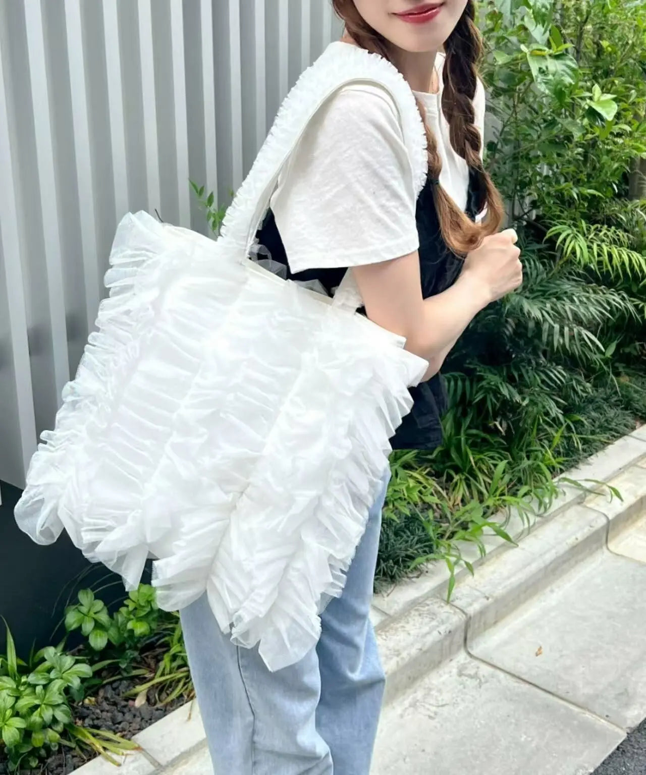 日本直送Volume tulle tote bag