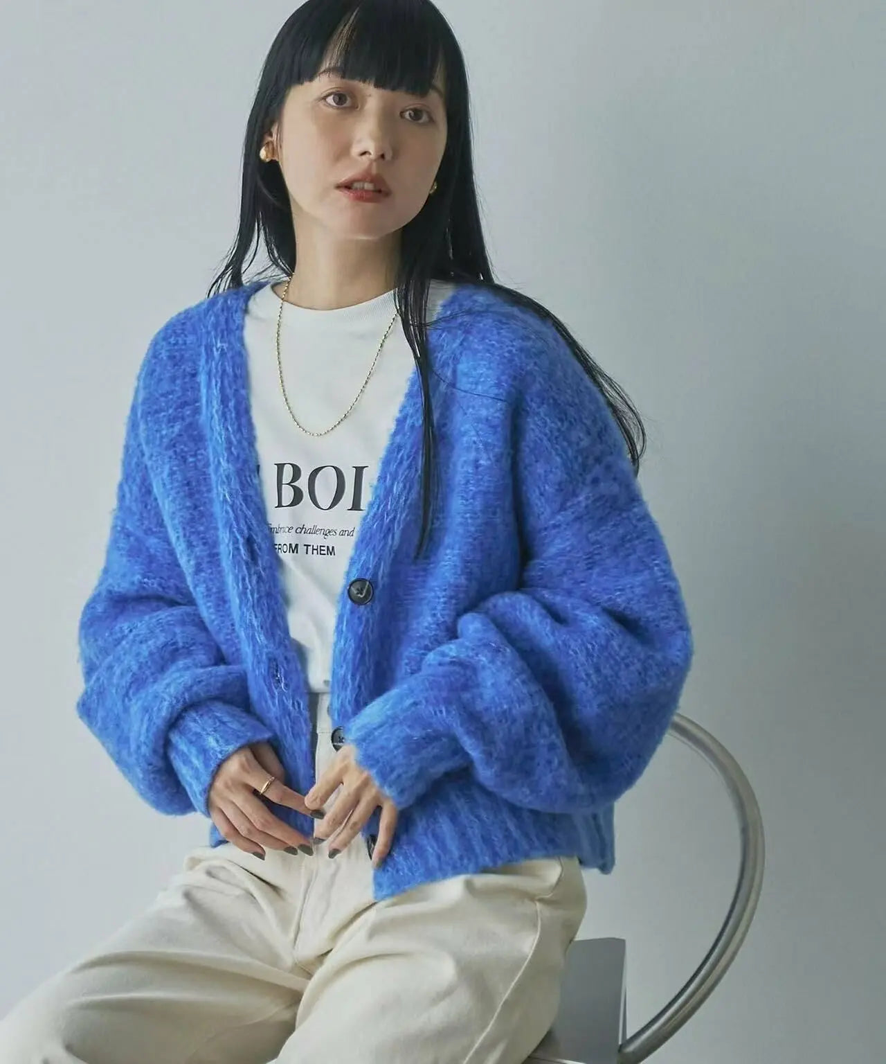日本直送Coen Melange brushed short knit cardigan