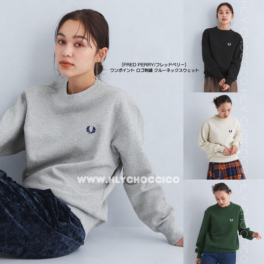 FRED PERRY logo embroidery crew neck sweatshirt